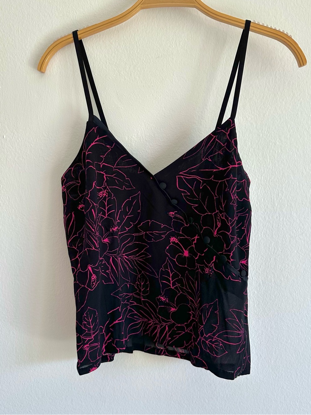 Vintage Y2K Betty Blue Tank Top Floral Black Pink Fairy Whimsigoth Grunge M